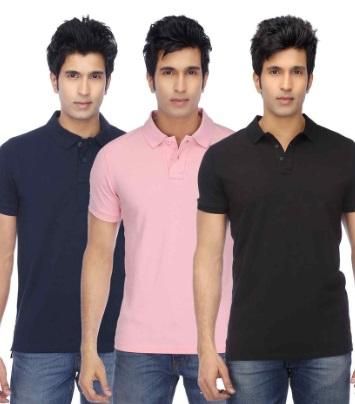 Poly Cotton Solid Half Sleeves Mens Polo T-shirt (Pack of 3)